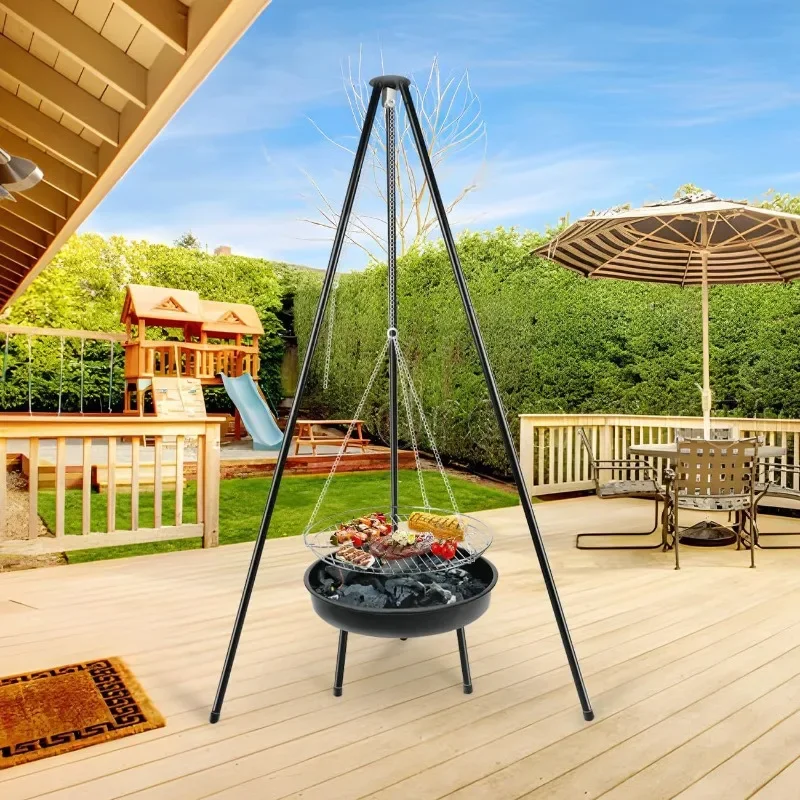Outdoor tripod BBQ patio brazier heating stove camping bbq campfire triangle hanging stove