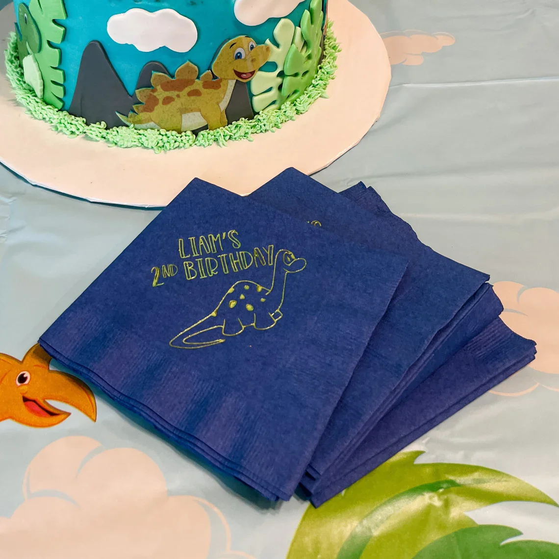 

Dinosaur 2nd Birthday Napkins, 3ply Kid's Birthday Napkins, Foil Dinosaur Bday Napkins, Second Birthday Party Napkins, 3ply Kid'