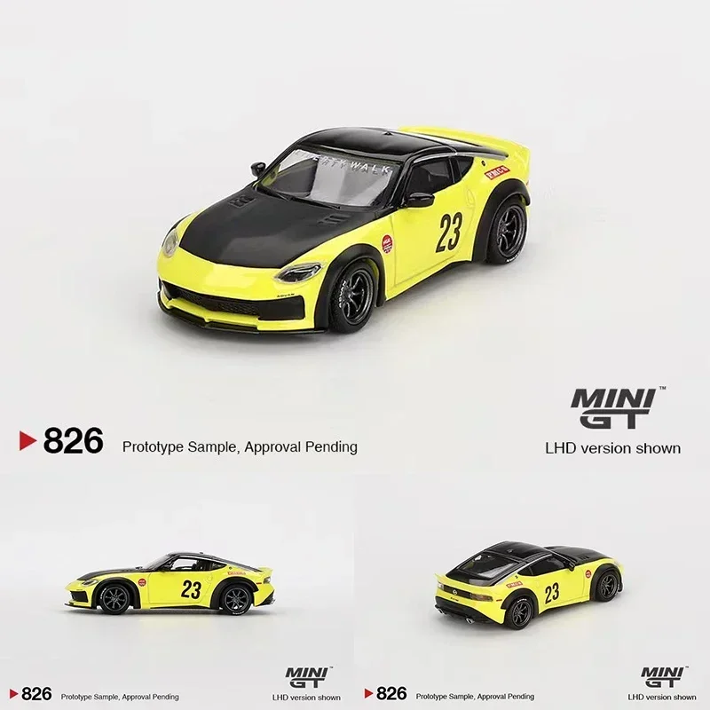 MINIGT LBWK 400 Z LB มีสินค้าในสต็อก 1:64 LBWK 400 Z LB NATION WORKS อิคาซึจิ สีเหลือง 826 ของสะสม ของเล่น รถโมเดลหล่อขึ้นรูป