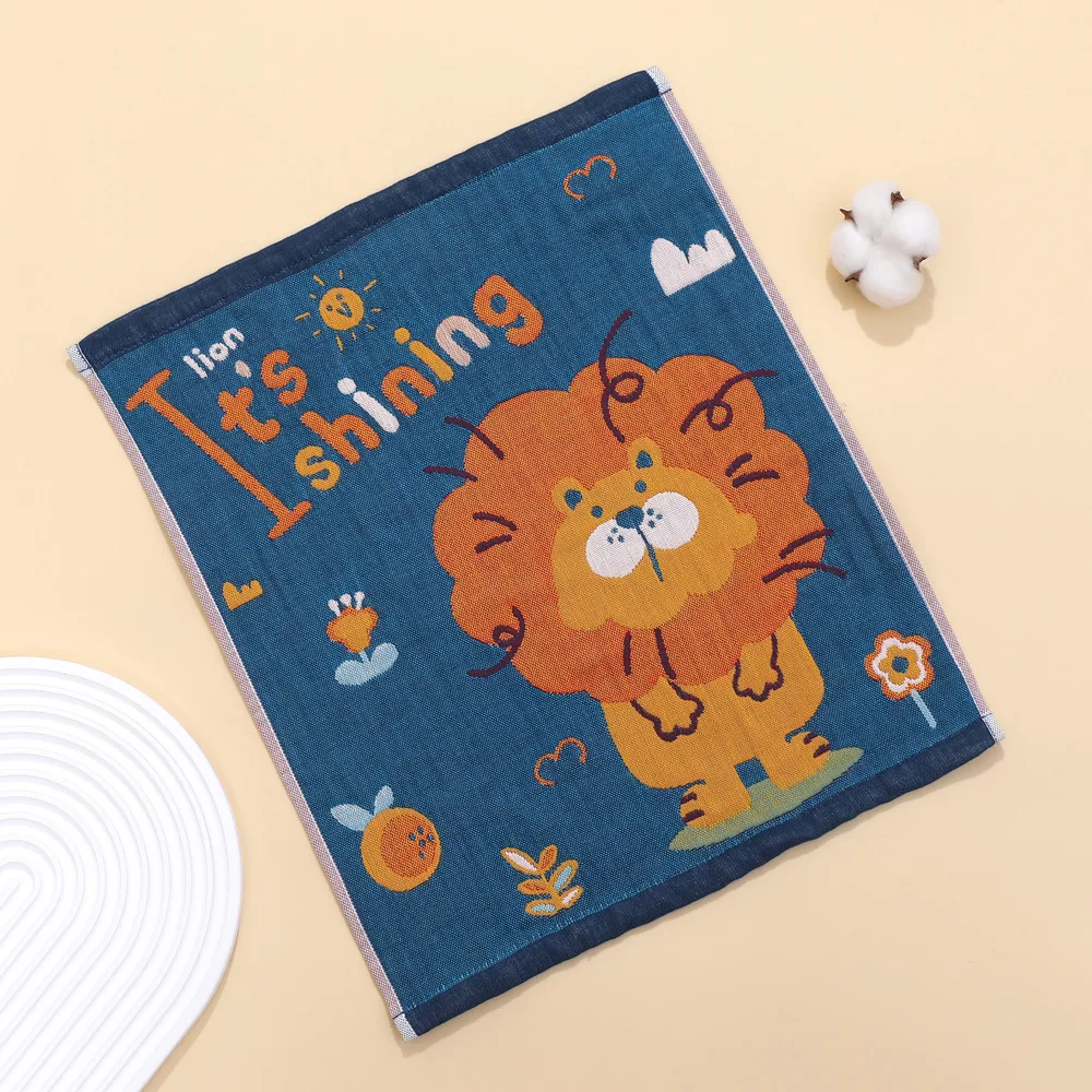 

5pcs Cartoon Face Towels Hand 35*40cm Three-layer Cotton Gauze for Women Children Cats Print Kitchen Bathroom 26 Styles