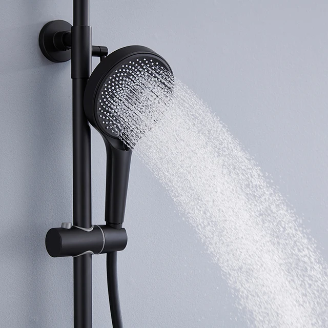 Bathroom Rain-style Stainless Steel Freestanding Round Bathtub Faucet Stand Floor Shower Accessory with Ceramic Valve Core