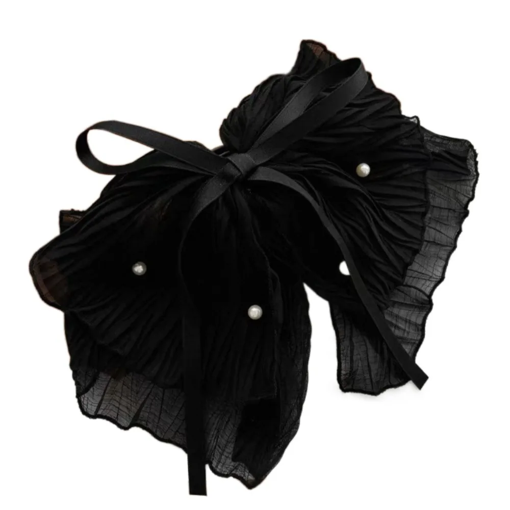 

Super Fairy Bow Mesh Pearl Grab Clip Elegant Fashion Large Bowknot Shark Clip Ponytail Headband Headwear Mesh Bow Hair Claws
