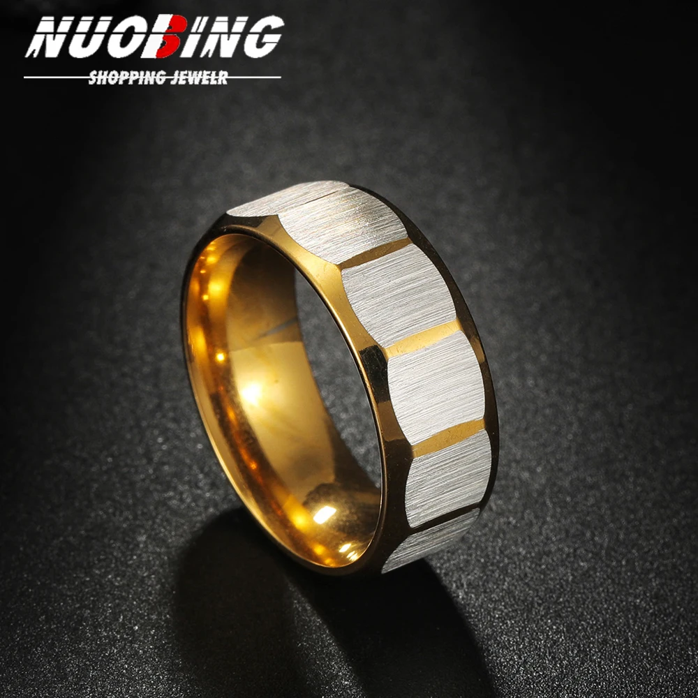 

2024 New Fashion Multi-faceted Cut Ribbed Frosted Male And Female Couples Stainless Steel Wedding Ring Party Jewelry Gift