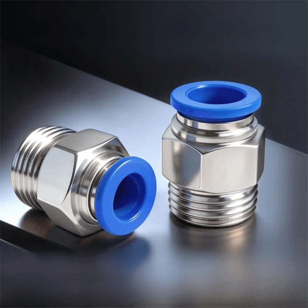 

100pcs/bag Nickel Plated Iron Quick Connect Fitting Wear Resistance Rustproof Air Pipe Coupler Long Term Use Sturdy Structure