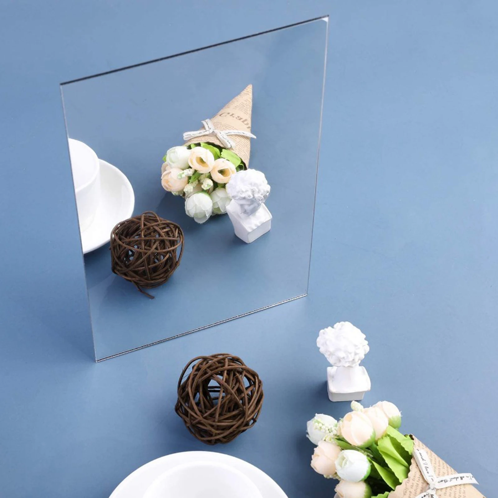 Auto-adesivo Decalque Espelho, Decoração para Casa, Forma Quadrada, Impermeável, Refletir Claro, Banheiro, Sala de estar Adesivo