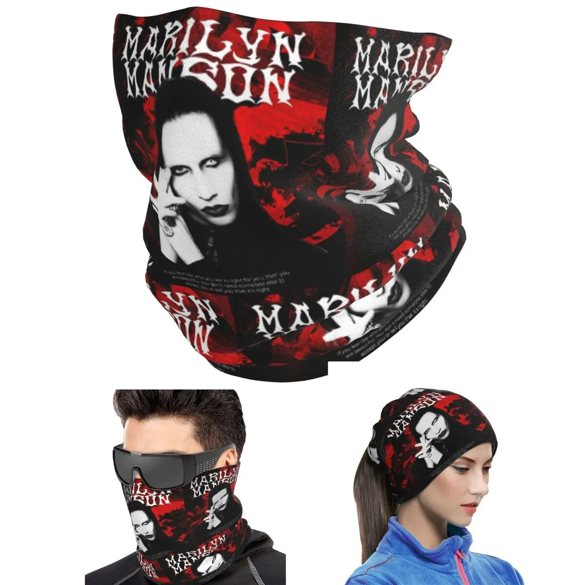 New Arrival Marilyn Manson The Golden Age Of Last Music Bandana Neck Gaiter Printed Mask Scarf Outdoor Sports Headband Men Women