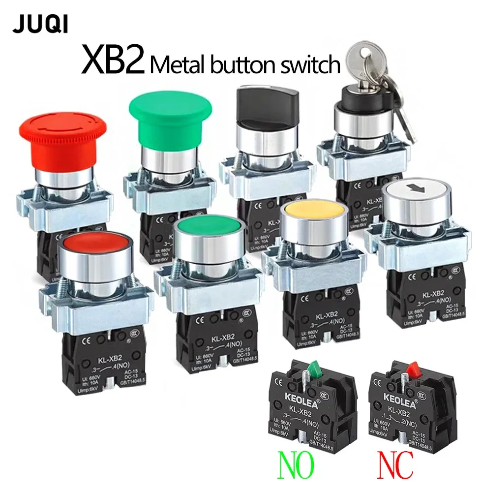 1Pcs Button Switch Self Reset Small Mushroom Head Emergency Stop 22mm Knob Key Start Inching Power on XB2-BG21 XB2-BA42 XB2-BS54