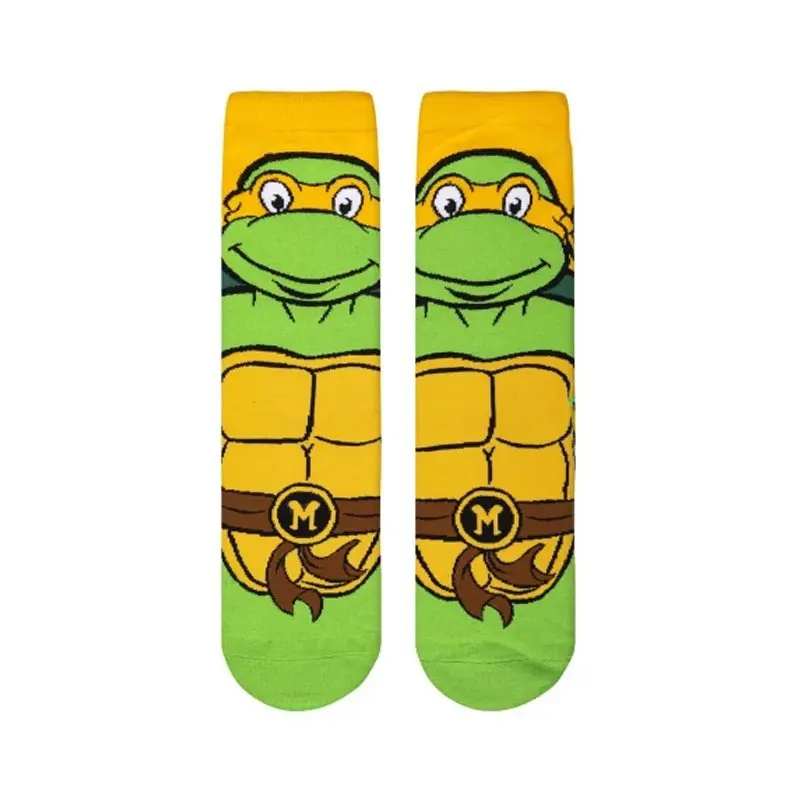 Calcetines largos de algodón puro con figuras de dibujos animados de Tortugas Ninja Mutantes adolescentes, Anime, tendencia de moda para hombres