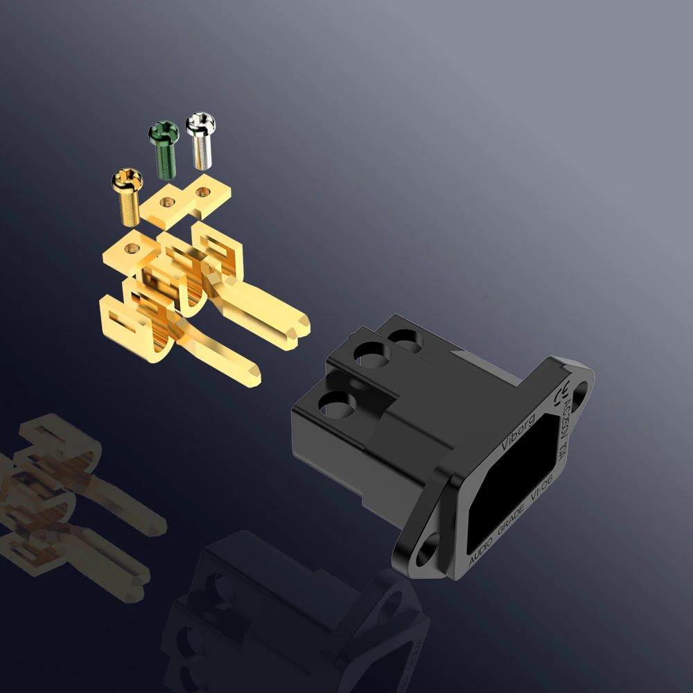 Viborg Black Audio Grade VI06BG VI06BG VI06BR Pure Copper Rhodium/Gold Plated IEC Inlet Plug AC 250V 15A Power Socket