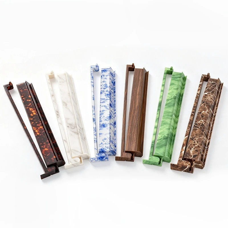 4PCS/Set Mahjong Tile Rack with Pusher Tortoiseshell Pattern Transparent ABS Mah Jongg Rack and Mahjong Game Rack Storage Bag