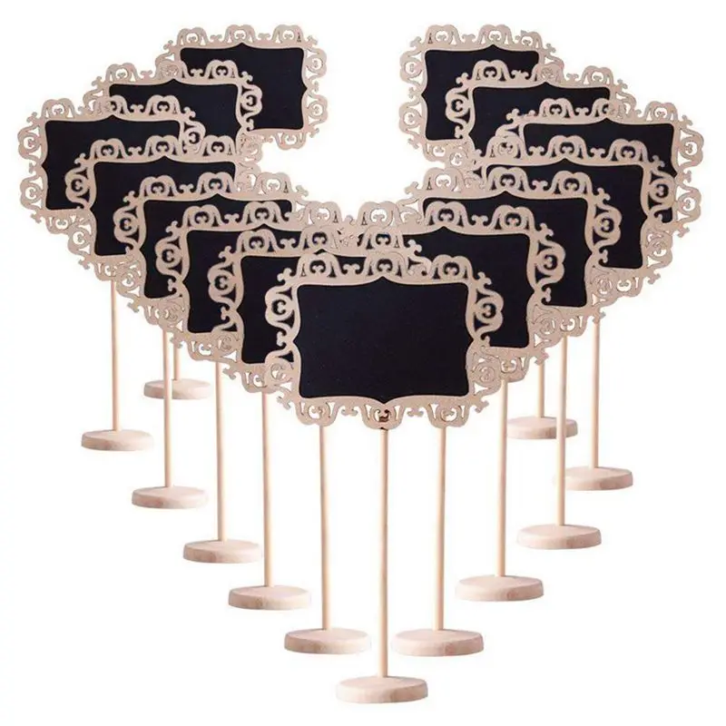 Mini Border Quadro Decorativo Com Suporte, Black Board para Casamentos Place Cartões, Message Board, Partes, 14 PCs