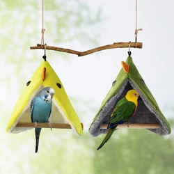 Cute Bird Parrot Nest Soft Plush Bird Parrot Hammock Warm Hanging Bed Snuggle Hut Warm Bird Tent Nest Standing Branch Toy House