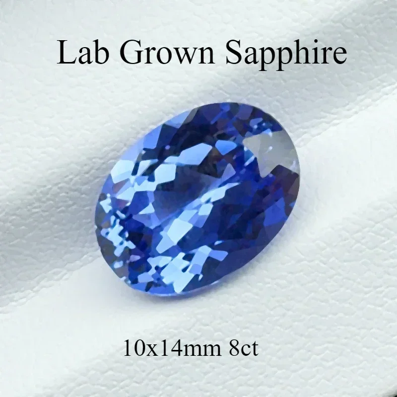 

Lab Grown Sapphire cornflower Royal Blue color Oval Cut 10x14mm 8ct VVS1 Gemstone for Diy Jewelry Making with AGL Certificate