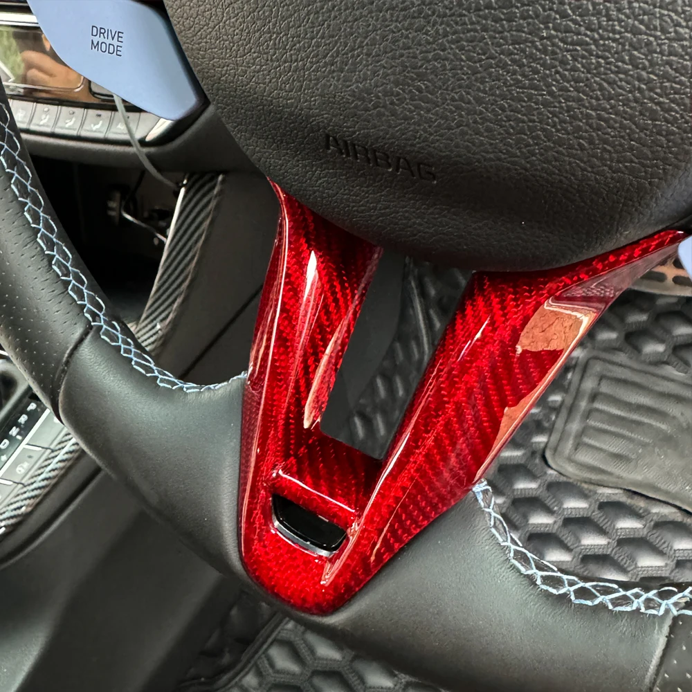 

For Hyundai i20N I30N Kona N Elantra N Veloster N Real Carbon Fiber Steering Wheel Trim Cover Interior Styling Accessories