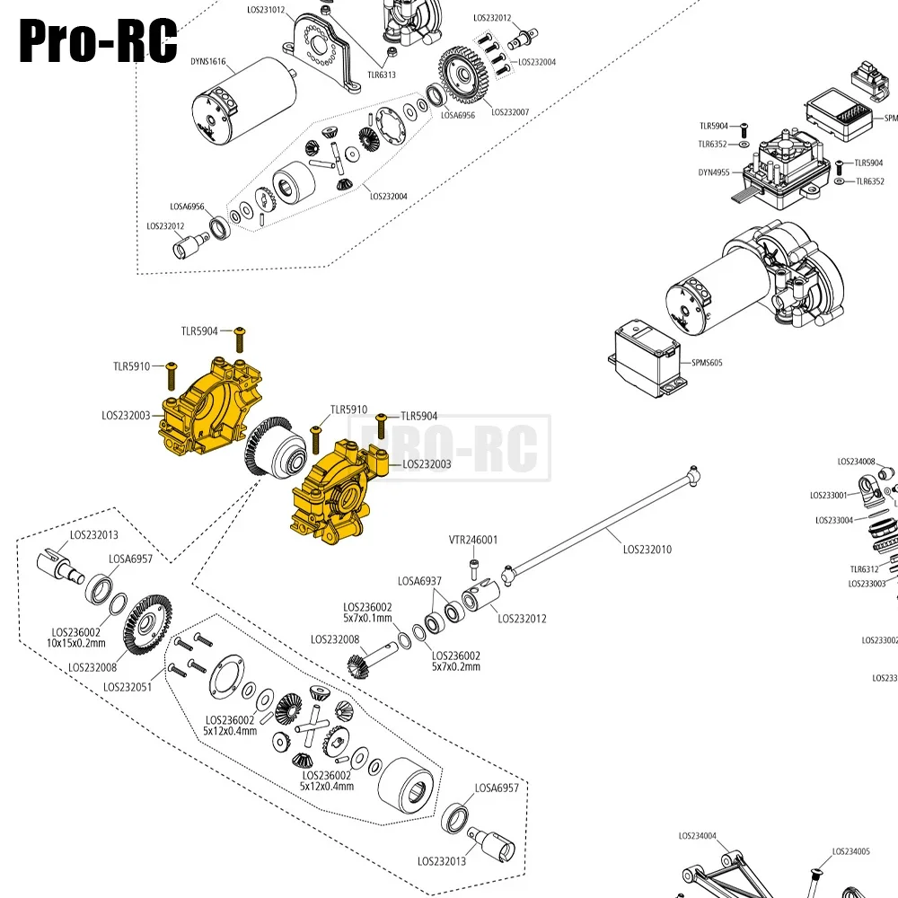Aluminum LOS232003 Front Gear Box Gearbox Bulkhead Set Fit Losi 1/10 Baja / Rock Rey RC Car Upgrades Part