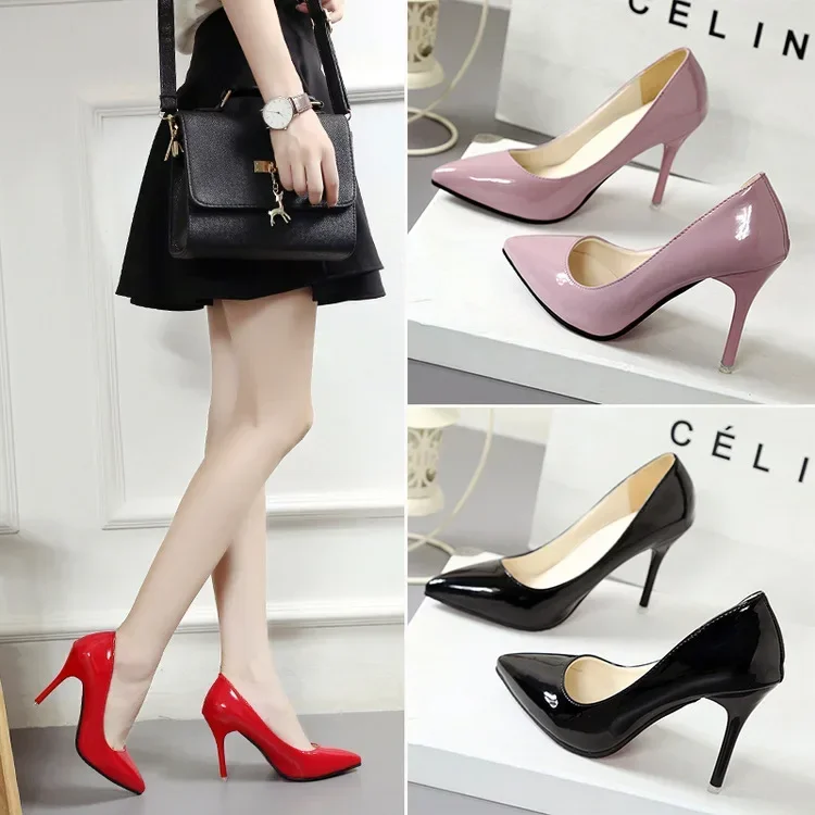 Spitze Pumps aus Lackleder für Damen, Rote Hochzeitsschuhe mit 8 cm Hohem Absatz, Elegante Brautschuhe – Detail 7