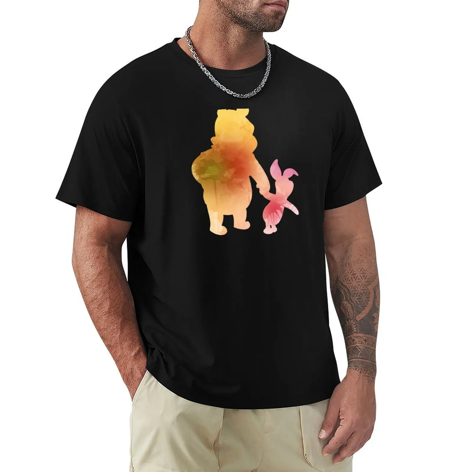 Bear and Pig Inspired Silhouette T-Shirt tees oversized graphic tee vintage t shirt men