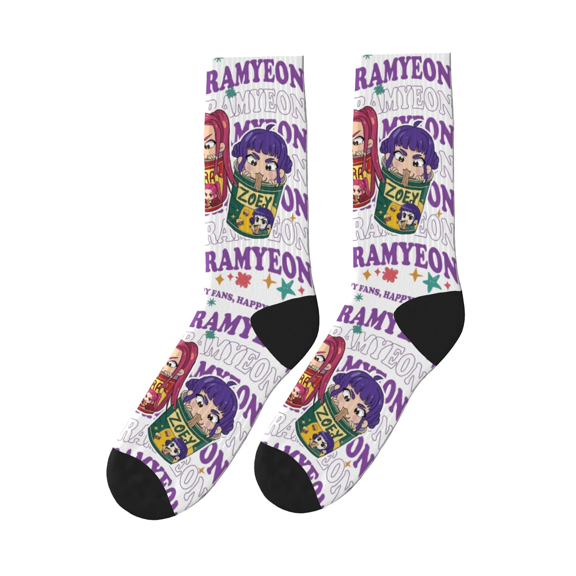 

Huntrix Kpop Demon Hunters Mira Rumi Zoey Носки Винтажные чулки Пара Высококачественные велосипедные носки Осенние нескользящие носки на заказ