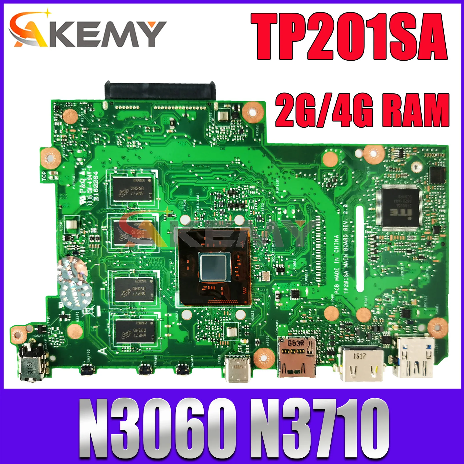 

TP201SA Mainboard For ASUS Transformer Book Flip TP201S TP201 Laptop Motherboard with N3060 N3710 CPU 4GB RAM OK 100% Test