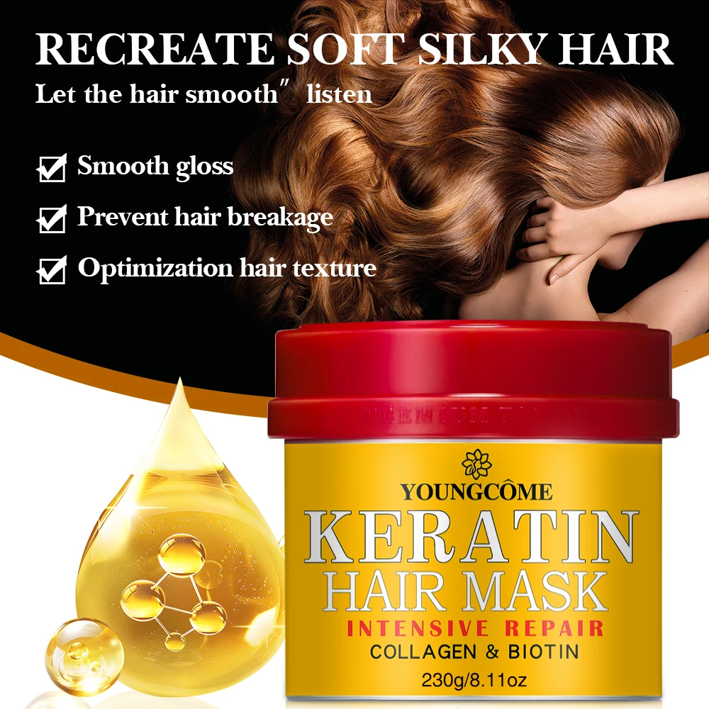 Keratin Collagen Pro Hair Mask Repair Dry Split Ends Frizzy Damaged Deeply Moisturize Soft Smooth Shiny Women Hair Care Products