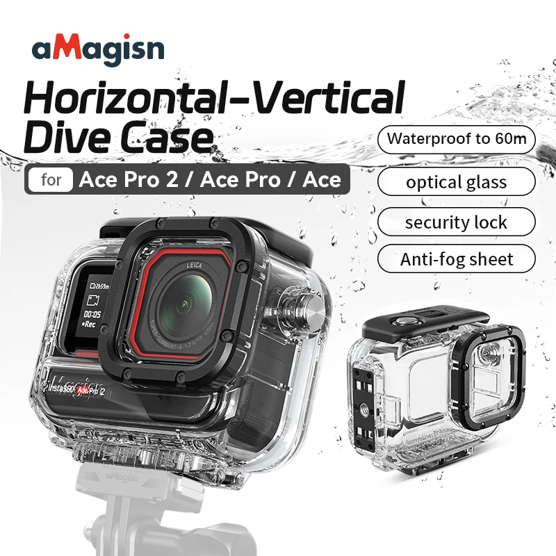 60M กันน้ําสําหรับ Insta360 Ace Pro 2/Ace Pro/Ace ดําน้ําป้องกันกรณี Anti-FOG CLEAR กีฬากล้องอุปกรณ์เสริม