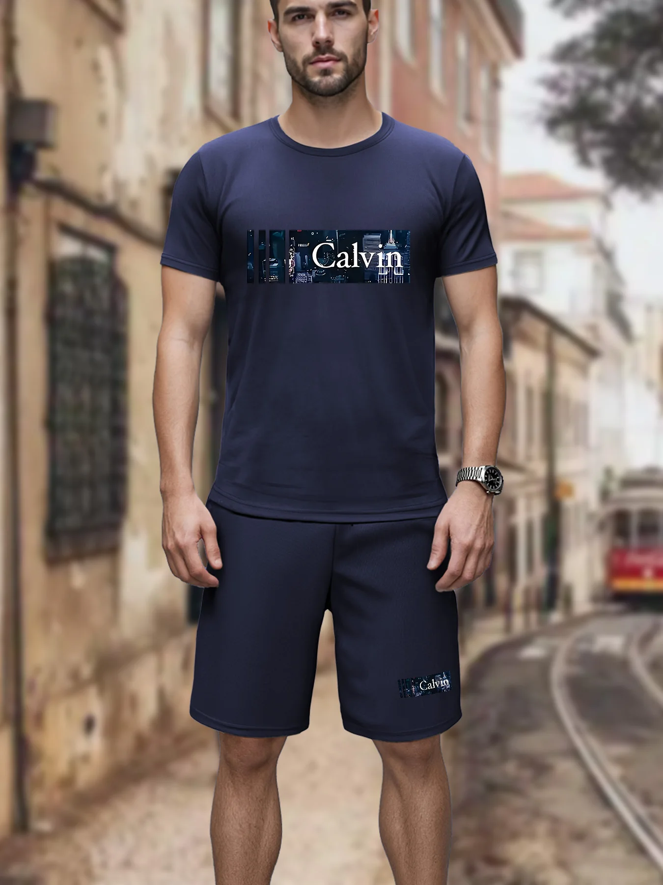 

Summer Suit Men Shorts Outfit T-shirts + Shorts 2-Piece High quality Quick-Dry Fashion Loose Designer Oversize Clothes Men Sets
