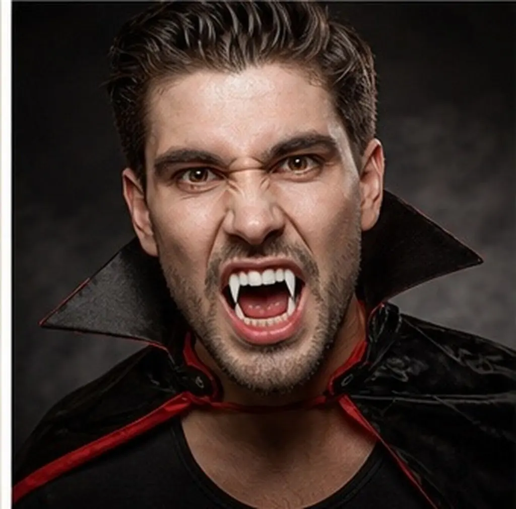 4Pcs Realistic Vampire Fang Caps Perfect for Halloween Cosplay Fake Teeth Scary Gothic Costume Accessories for Adults Kids