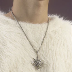 Hip Hop Punk Compass Pendant Necklace Lucky Star's Night Light Rotation Fashion Men Women Rapper PSY.P KNOWKNOW Jewelry Gift