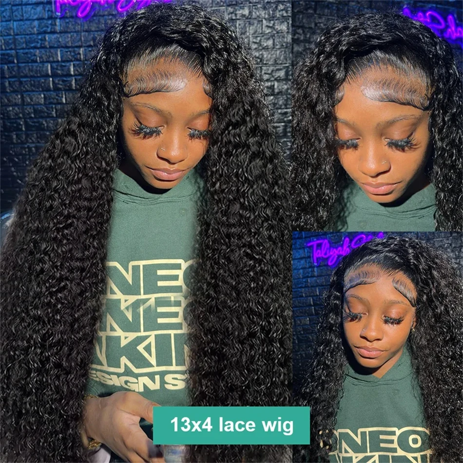 13x6 HD Lace Front Wig Curly Human Hair Wigs Natural Black 13x4 HD Lace Frontal Pre Plucked Human Hair Deep Wave Wig for Women