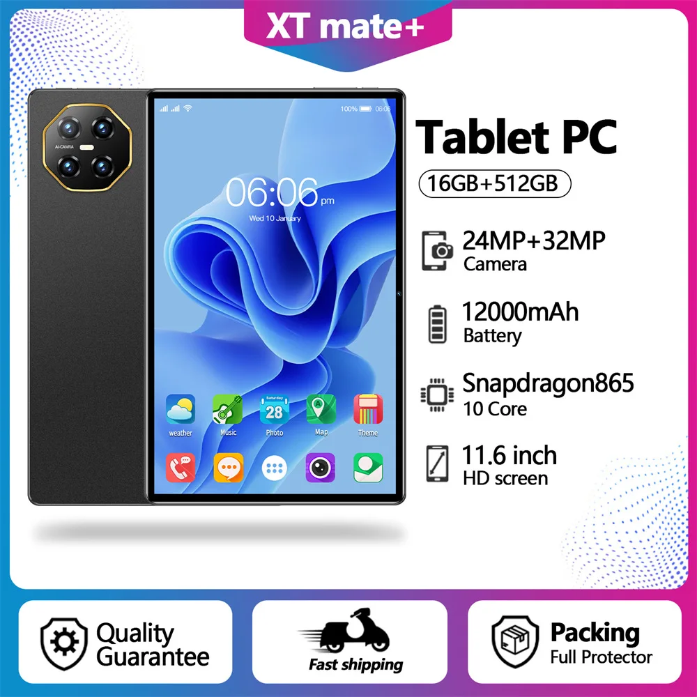 

Новый планшет Pad XT Mate+, 11,6-дюймовый глобальный вариант, оригинальные детские планшеты Android 15, 12000 мАч, 16 ГБ + 1 ТБ, 4G, 5G, планшеты с двумя SIM-картами