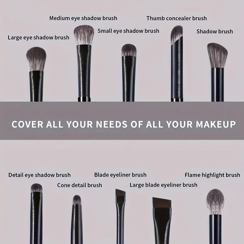 10-teiliges Weiches Augen-Make-up-Pinsel-Set für Lidschatten, Halo-Effekt, Sleeping Silkworm, Eyeliner und Detail-Make-up – Detail 5