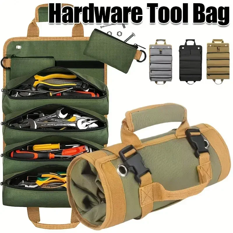 

Canvas Professional Tool Bag Multifunctional Large Portable Capacity Toolbag Bag Rolled Waterproof Storage Bag Pliers Wrenc