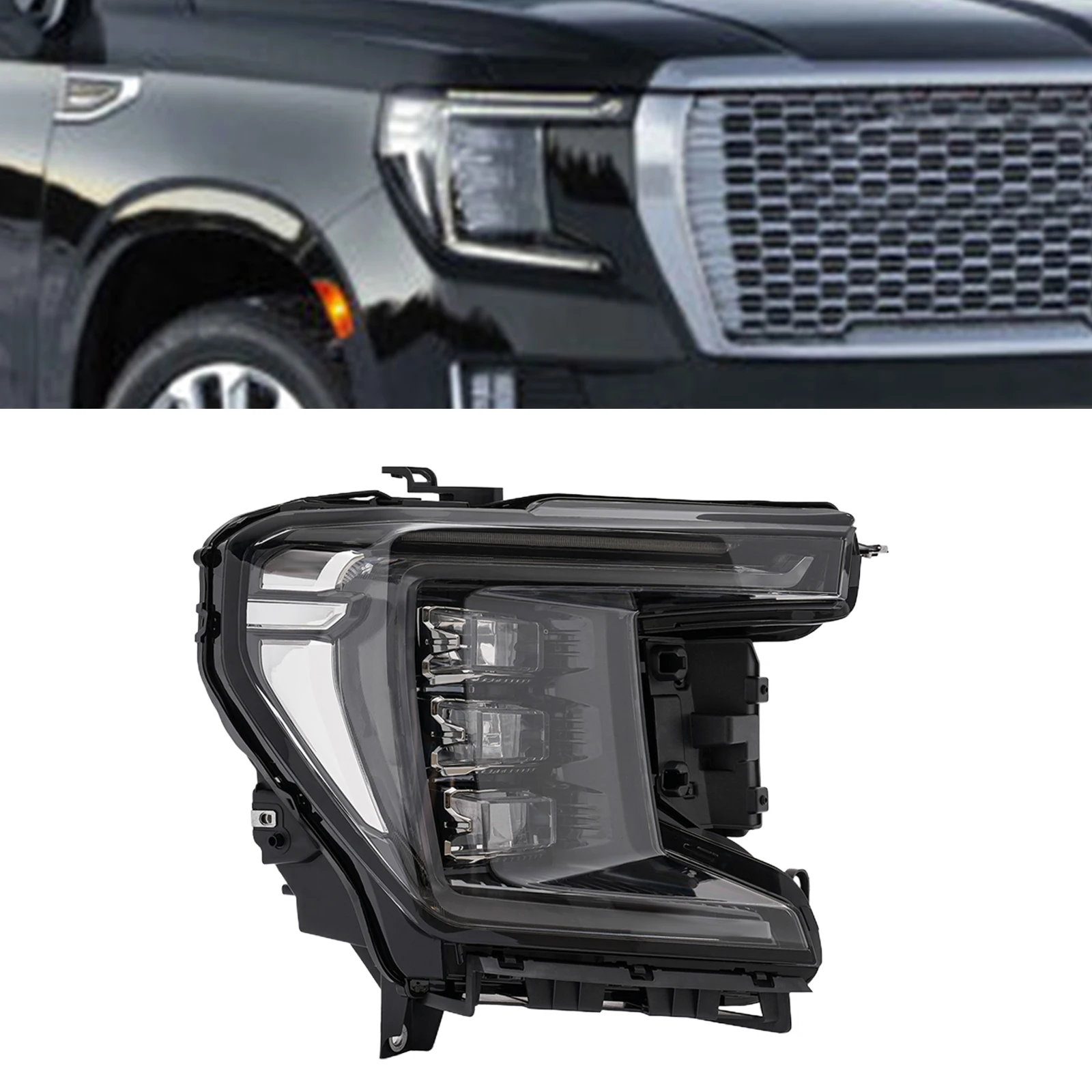 

Left Side Or Right Side For 2021 2022 2023 GMC Yukon LED Headlights Headlamps Black OEM 84898700, 84898699