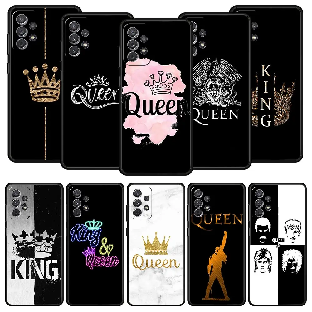 King Queen Lovers Couple Phone Case For Samsung A51 A71 A21S A12 A11 A31 A41 A01 A03s A52 A32 A22 A13 A23 A33 A53 A73 5G Cover