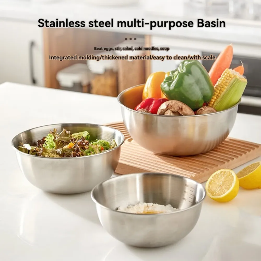 Multi Functional Stainless Steel Vegetable Bowl, Egg Mixing Bowl, Drain Basket, Soup Basin, Kitchen Cooking And Storage Tool