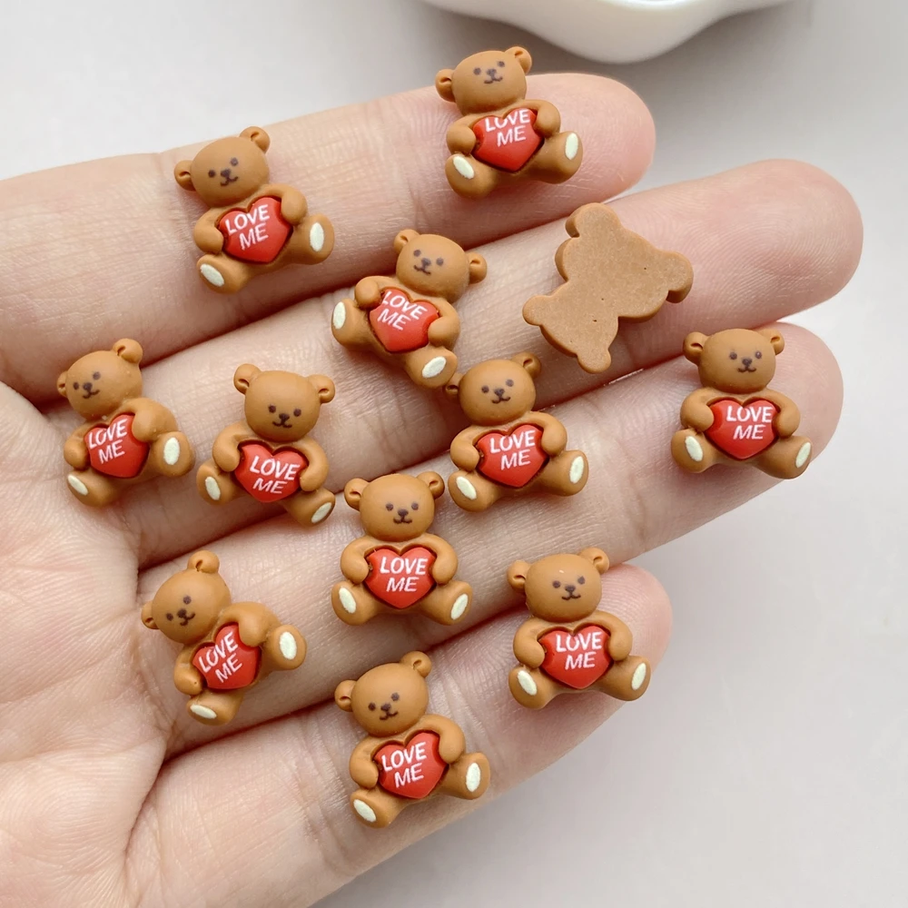 30Pcs Cute Mini Cartoon Little Bear Nail Art Resin Designer Charms DIY Craft For Nail 3D Decorations Jewelry