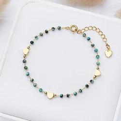 Natural Stone Bracelet on Hand for Women Fashion Jewelry  Handwork Chain Bangle  Heart Design