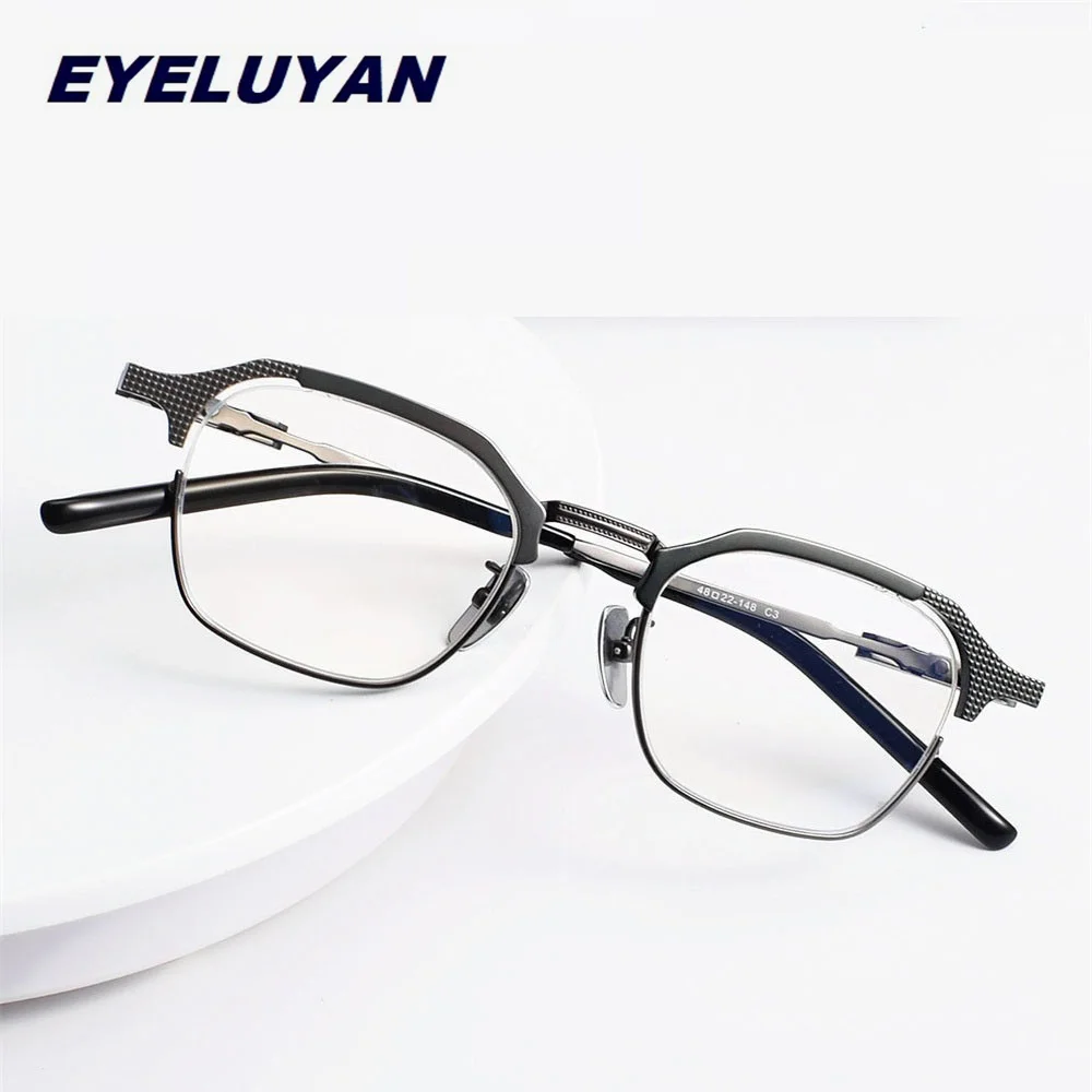 Eyelluyan Men's Square Full Rim Optical Glasses Frame 2025 New Pure Titanium Eyeglasses Frame Prescription Myopia Eyewear 04T