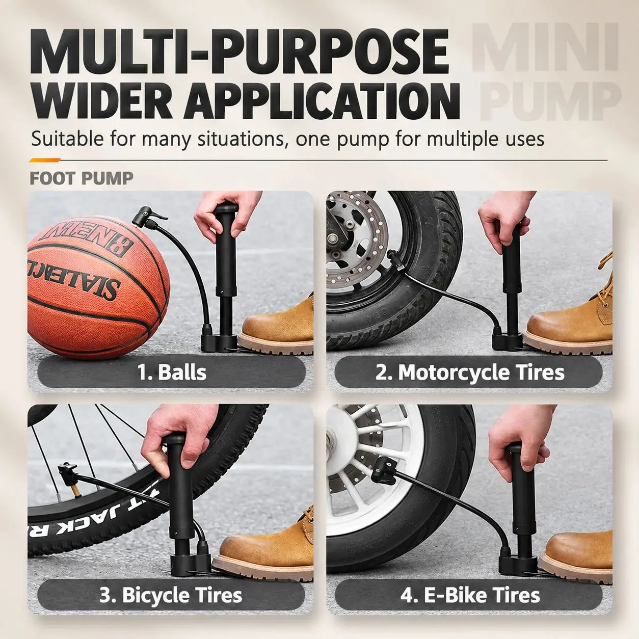 1Pc Steel Bike Air Pump Lightweight Portable Bike Tire Mini Basketball Inflator MTB Bicycle Accessories Riding Equipment