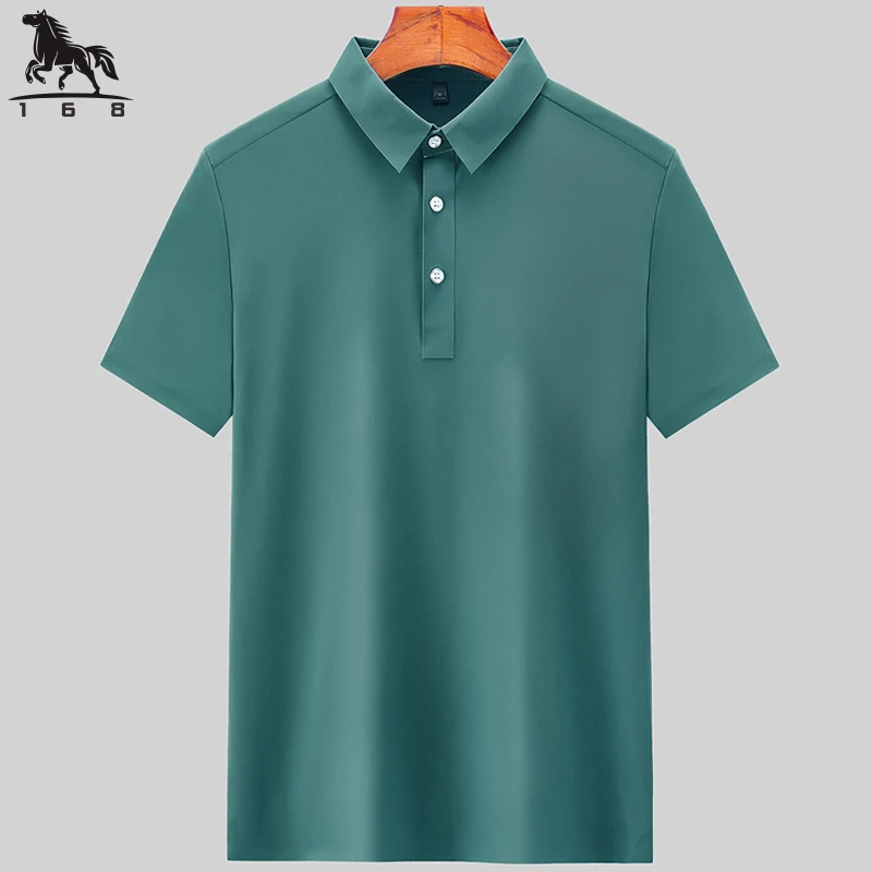 polo shirt men M-6XL 7XL 8XL Summer new solid color mens short-sleeved polo shirt Ice silk Men\'s business casual polo shirt 8926