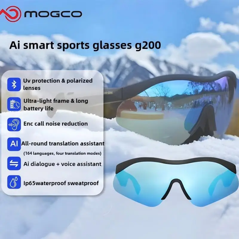 

G200 AI Sports Glasses, Wind/Dust Resistant, UV400, IP65, Bluetooth 5.3, Long Battery Life