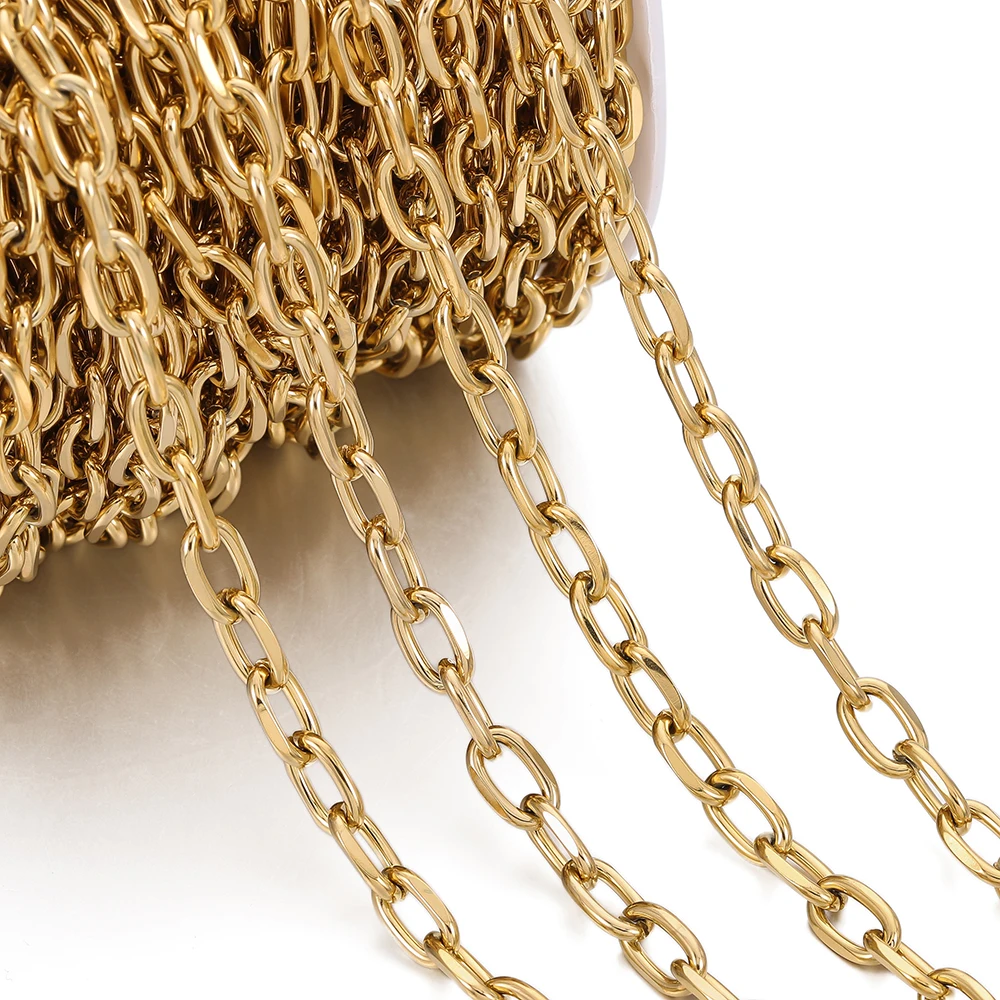 1Meter No Fade Multi Styles Stainless Steel Star Thick Cable Curb Chains for DIY Necklace Bracelet Jewelry Making Accessories view 6