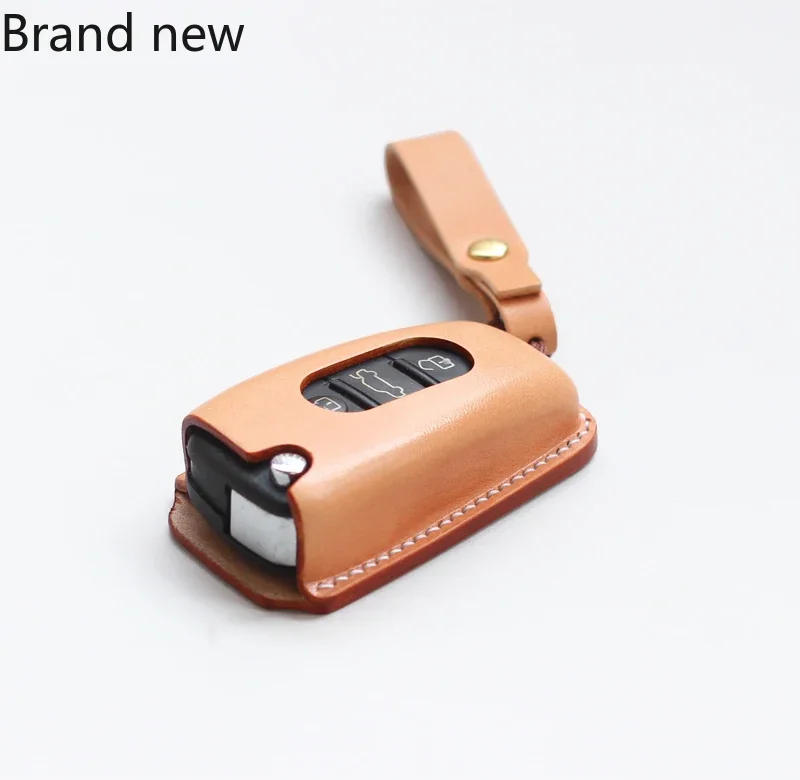 

Suitable for Audi Q2L Q3 Leather Key Bag Vegetable Tanned Leather Handmade Three-dimensional Key Cover