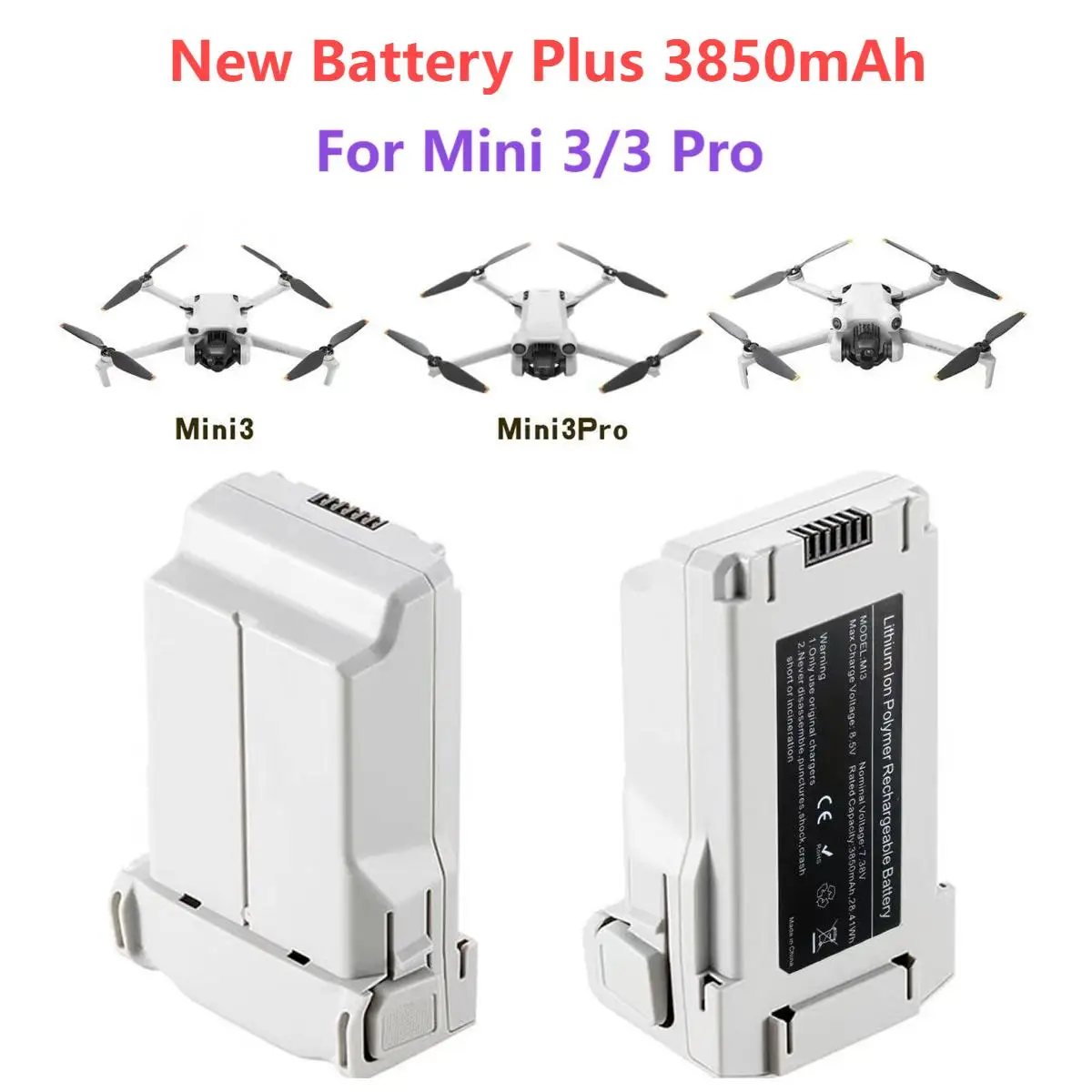 For Mini 3 Battery Plus Capacity 3850mAh Flight Time 47 Minutes Compatible Mini 3/Mini 3 Pro RC Drone B