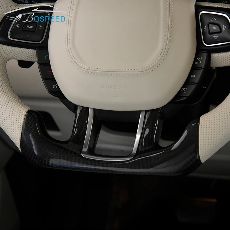 Custom Car Steering Wheel For Land Rover Evoque Freelander Range Rover Carbon Fiber Beige Leather