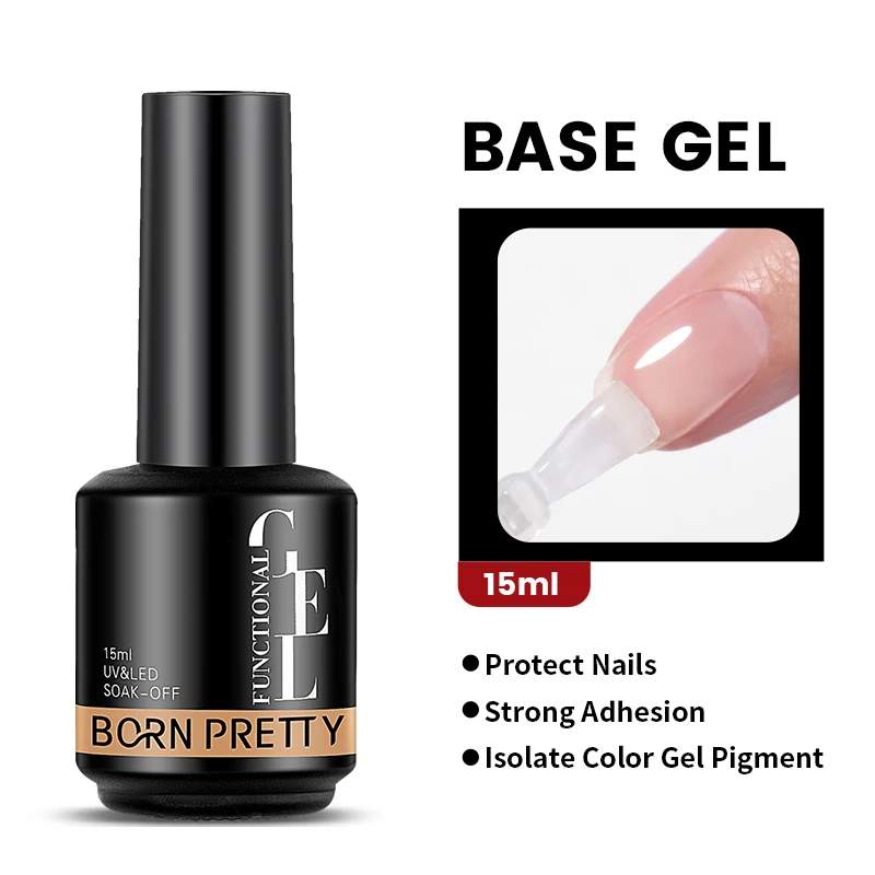 BORN PRETTY Melkachtig Roze Rubberen Basis Gel Nagellak Glitter 15 ml Semi-Permanente Vernis Losweken Zelfnivellerende UV LED Gel