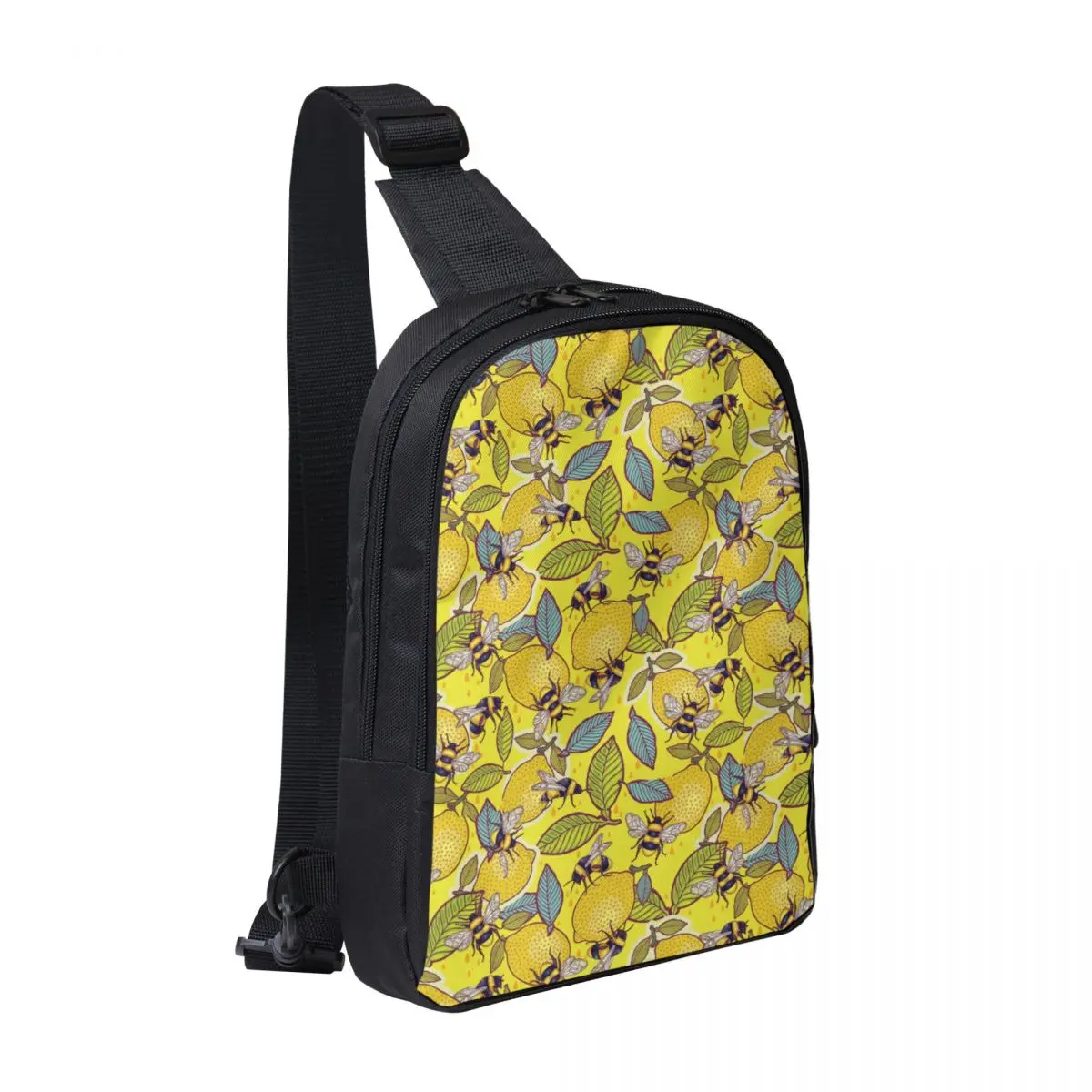 

Yellow Lemon And Bee Garden Chest Bag Men Sling Crossbody Backpack Chest Bag Travel Hiking Daypack Shoulder Bag
