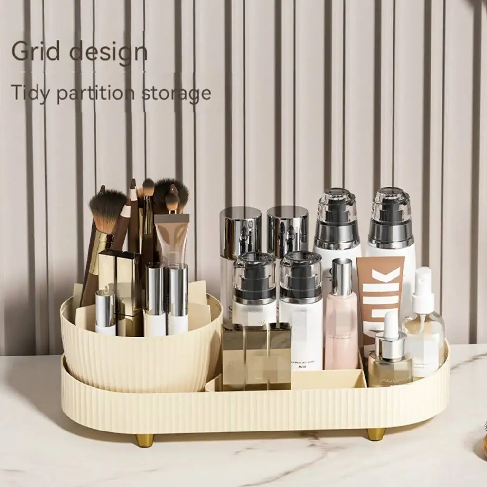 Rotating Make up Desktop  Storage Box Makeup Organizer for Vanity, Cosmetics Skincare Organizers with Lid  Cosmetic