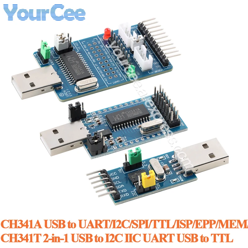 CH341A USB to SPI I2C IIC UART TTL ISP Serial Adapter Module EPP/MEM Converter Serial Brush Debugging CH341T 2 in 1 Serial Port