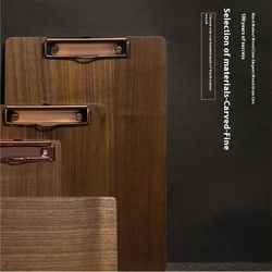Carpeta de menú de exhibición de restaurante de madera contrachapada sólida, carpeta de pedido de barra A4, carpeta de archivo, tablero de copia, portapapeles con almacenamiento